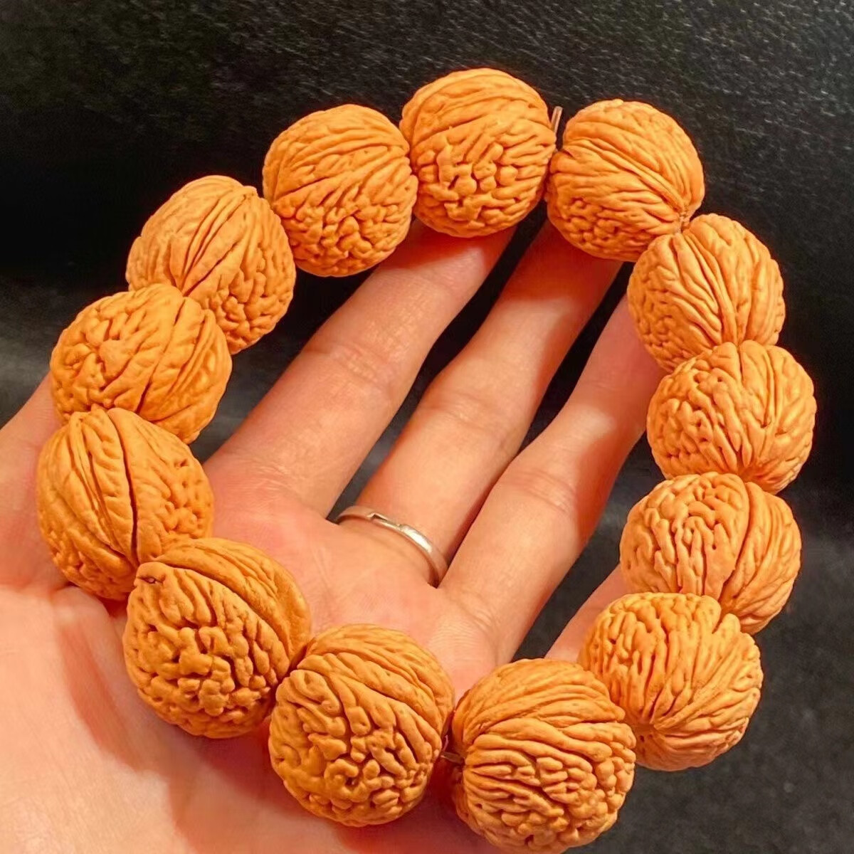 桃核手串核桃手持文玩密纹蚂蚁纹桃胡佛珠小龙纹盘玩秋子把玩礼物 盘