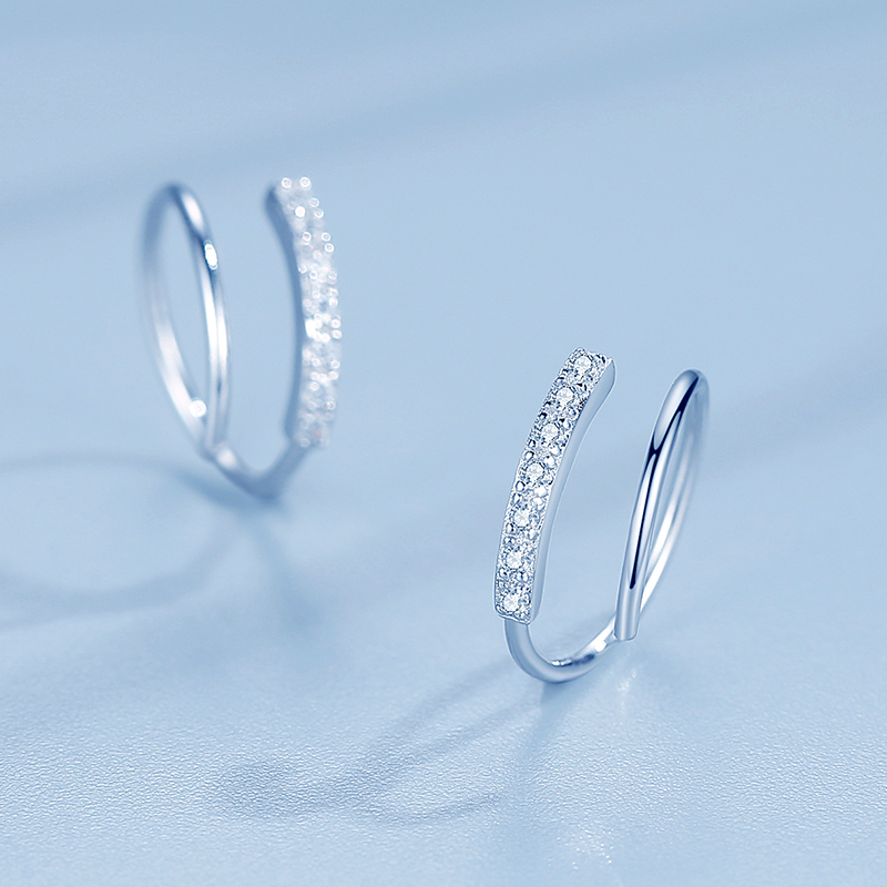 2020年新款潮简约耳圈耳扣耳钉2021耳饰设计感耳坠 925纯银—银色款