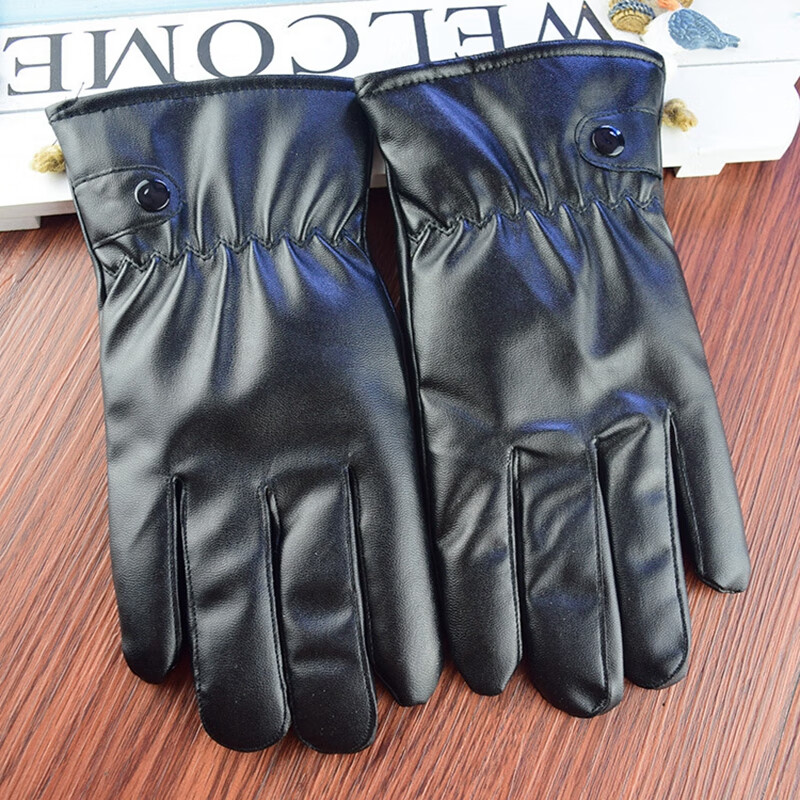 创京懿选军官皮手套冬季触屏pu皮男女士保暖皮手套加绒加厚电动车骑行