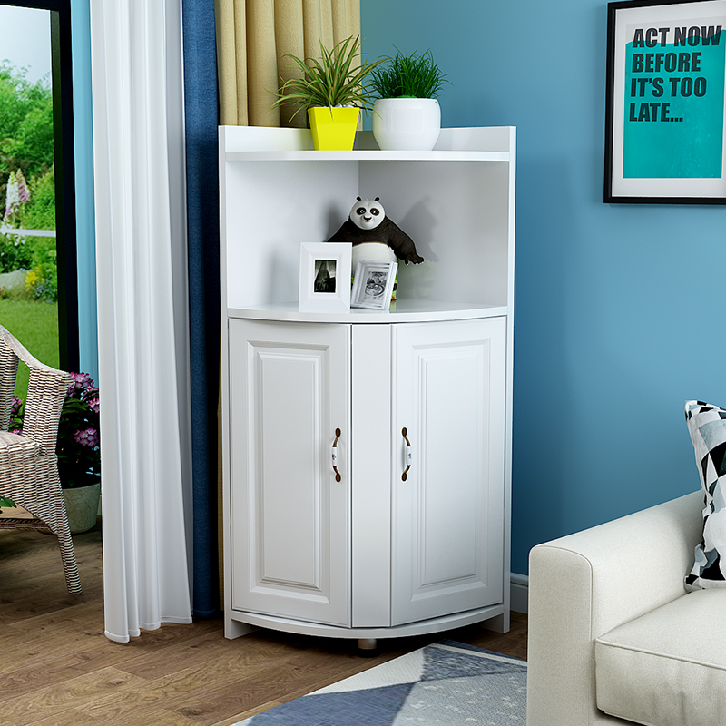 爱峰转角柜墙角柜 欧式角柜转角柜边柜墙角展示柜拐角置物架弧形 白色