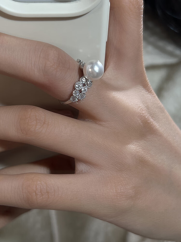 mrld轻奢锆石s925银施家珍珠戒指高级感气质指环食指戒新款生日礼物