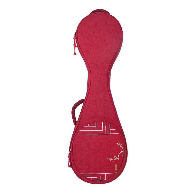 Jinchuan刺绣印花琵琶包便携琵琶套袋用袋子琵琶琴包加厚琵琶背包 红色