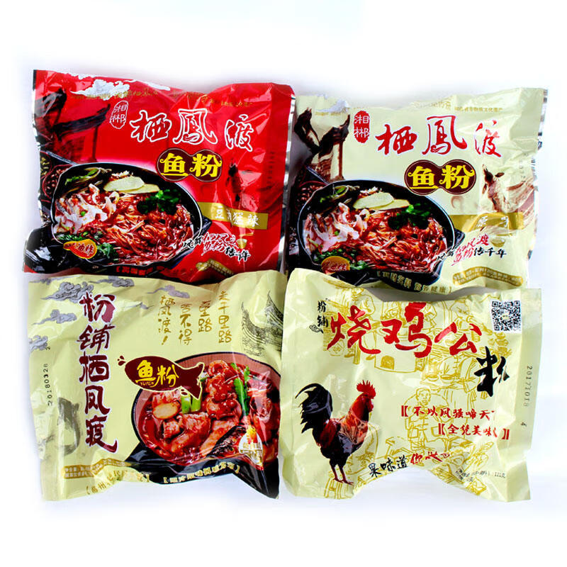 湘郴栖凤渡鱼粉郴州鱼粉湖南特产原味猛辣鱼粉非油炸宽米线干切粉 原味12包+猛辣12包【整箱】