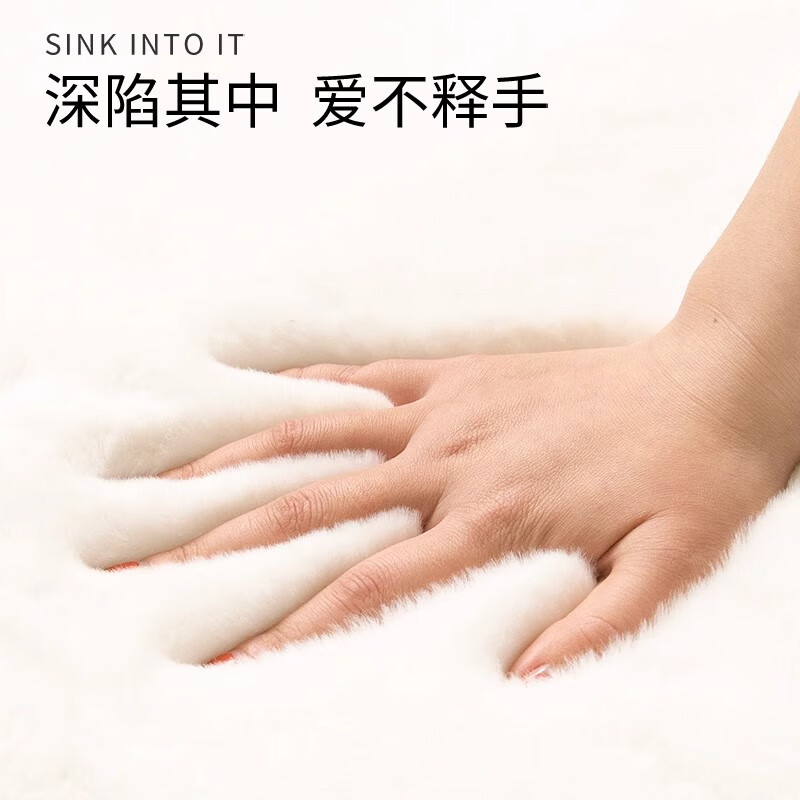 兴连心地毯卧室客厅2025新款可擦免洗仿兔毛绒床边毛毯地垫飘窗垫厚白色 兔毛米白色【短毛】 定制请联系客服