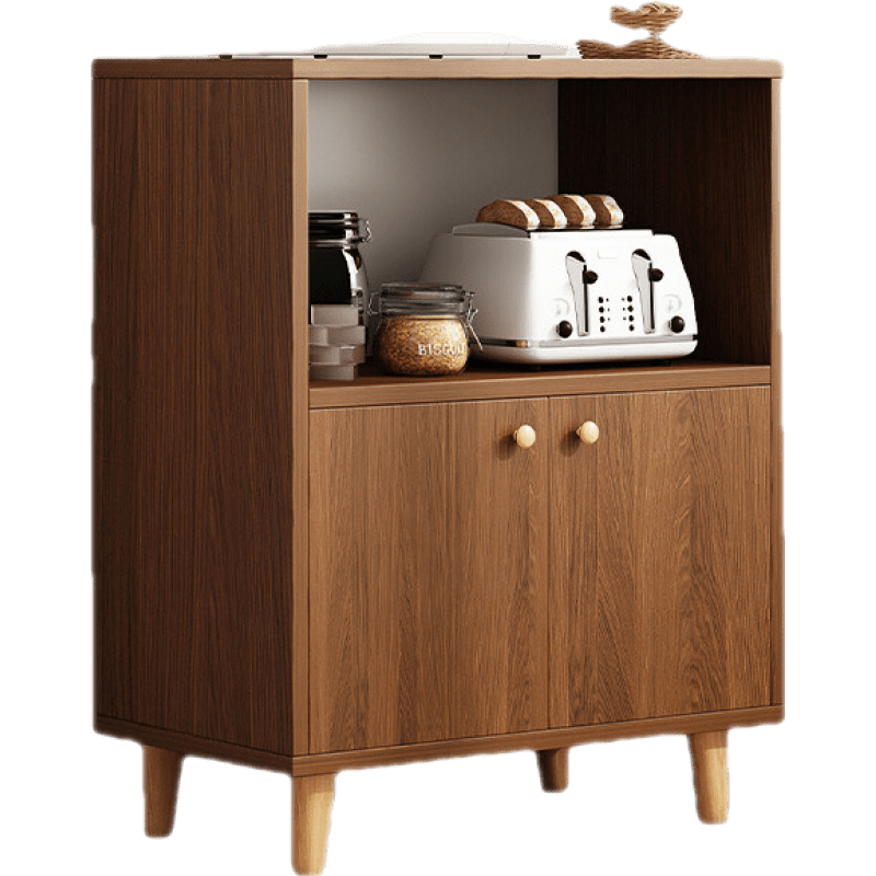 UCU 餐边柜厨房柜子储物柜实木色中式碗柜家用客厅靠墙收纳柜茶水柜 【款式一双门】原野橡木色50*30*80cm 自行安装