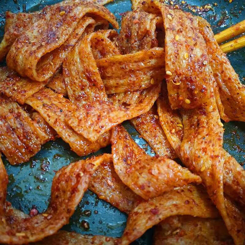 虎钢馋味巴哥陕西特产小吃丹凤干牛筋面自制辣条宽牛筋面麻辣2.