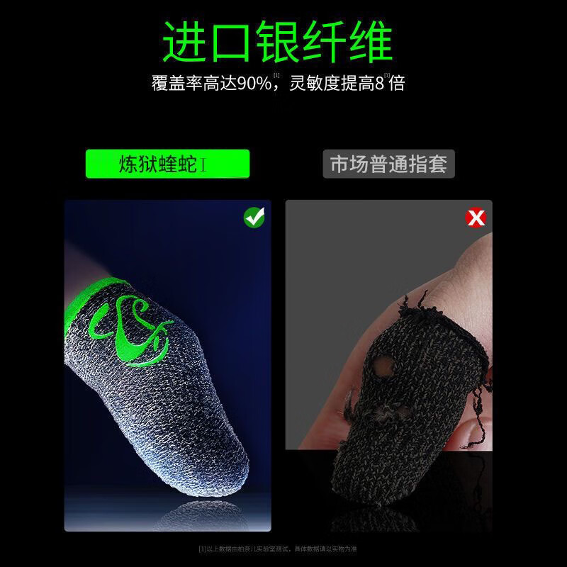 ERTR【电竞职业】游戏手指套手游指套防汗水王者吃鸡超薄蝰蛇指套 蝰蛇一族【绿蓝白红各4只】12只