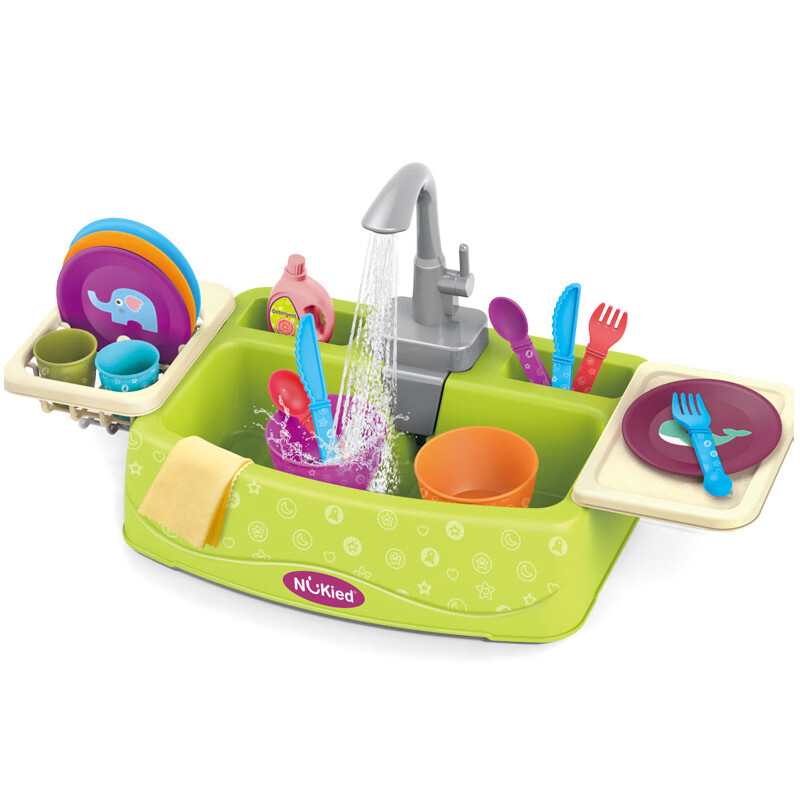儿童循环水池水龙头仿真厨房餐具过家家洗碗电动洗碗机玩具 纽奇洗碗机