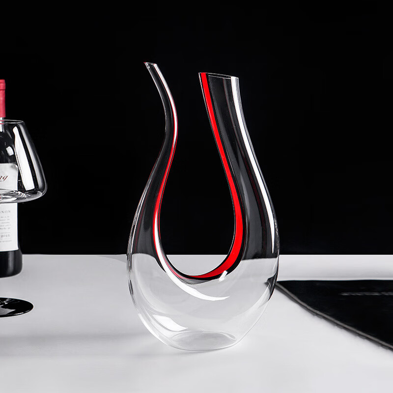 天鹅家用u型醒酒器无铅水晶厚玻璃快速倒酒器彩色大号红酒分酒器