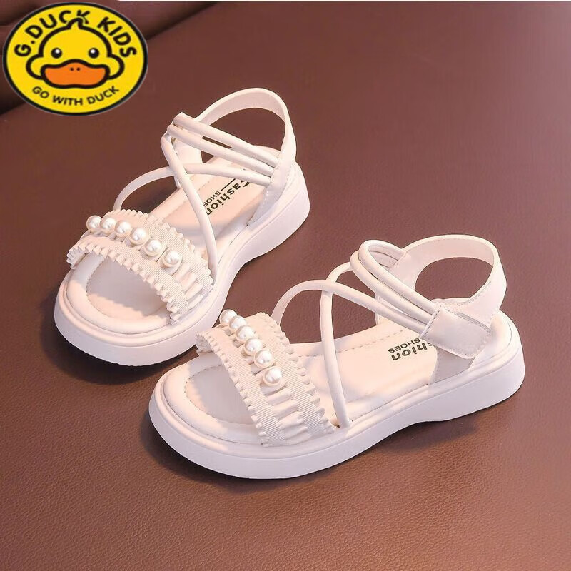 duckkids小黄鸭女童凉鞋夏2023新款夏季儿童公主鞋小女孩软底防滑小学
