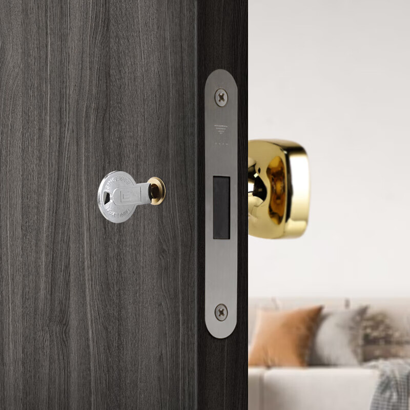 名门静音门锁隐形门锁室内卧室单边锁背景墙隐藏暗锁单面暗装黑色锁具 哑黑 带钥匙