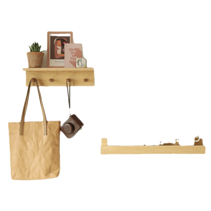 小木の良品墙上置物架卧室厨房一字隔板客厅墙上壁挂装饰搁板 白橡木色小野L层板A款