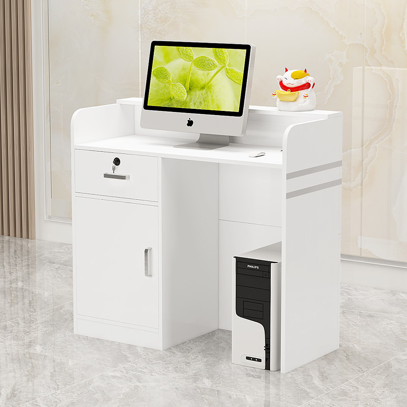 收银台柜台小型店铺商ㄗ婪暗瓯憷商 暖白色(带柜款-无键盘托)