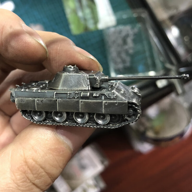 千惠侬全铜1/144金属坦克模型迷你合金E-100虎式虎王谢尔曼黑豹鼠式二战 黑豹F坦克-做旧
