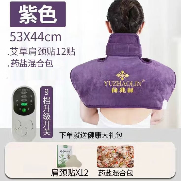俞兆林【颈椎疼痛】电热护肩护颈海盐粗盐热敷袋理疗艾灸盐袋热敷包 紫色-覆盖肩颈 高低档开关+精品药盐混合款