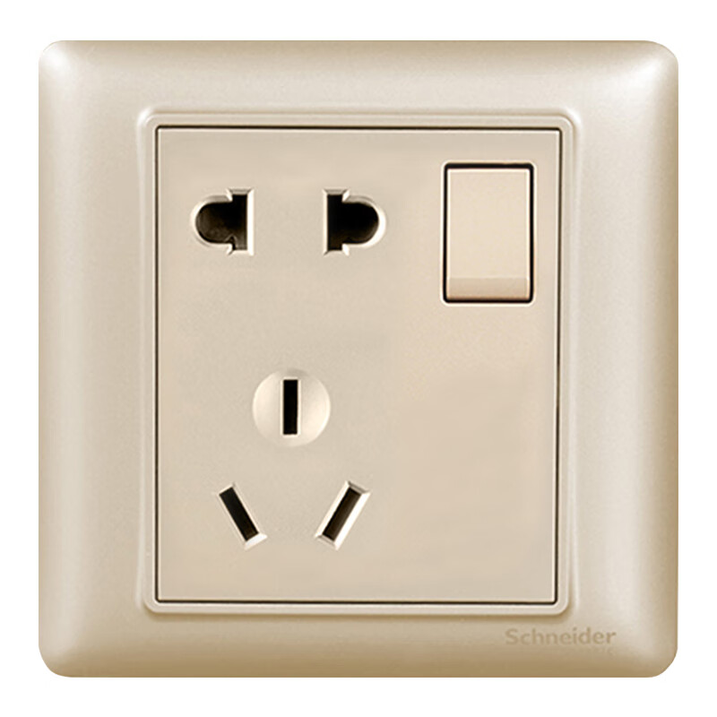 施耐德电气 开关插座 插座面板 10a五孔插座带开关 睿意系列 金色a3e