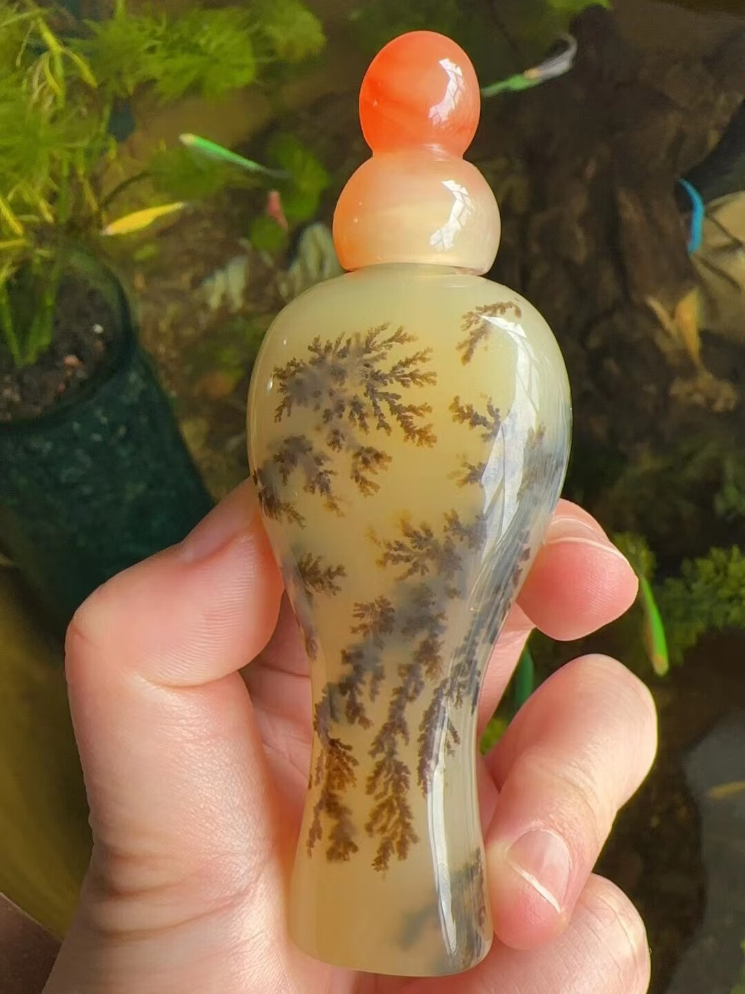 宝钰(k&k)云南黄龙玉冰种水草花鼻烟壶印章摆件瓶子证书新款