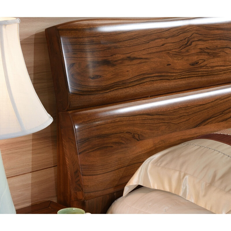 8米双人厚重现代中式卧室家具pk 大乌金木床 一个床头柜 1500mm*2000