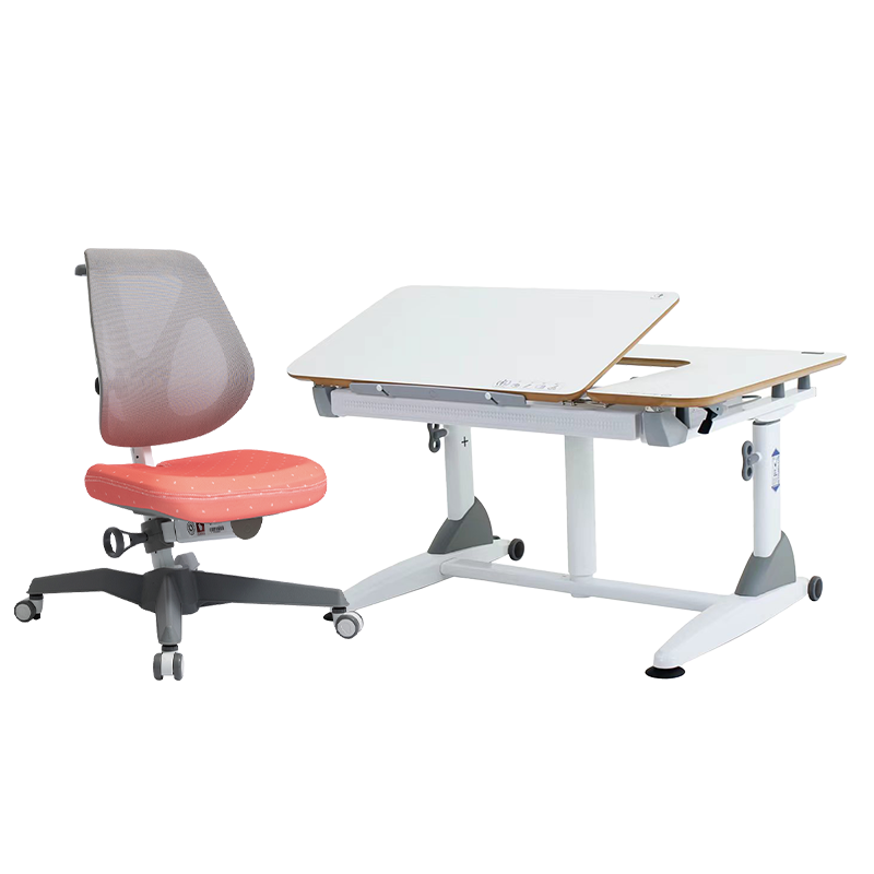 大將作(kid2youth)兒童學(xué)習桌椅套裝可升降小學(xué)生矯正坐姿多功能3歲到18歲1米G6CXS G6CXS潔白色100cm+EGOC網(wǎng)椅 珊瑚紅