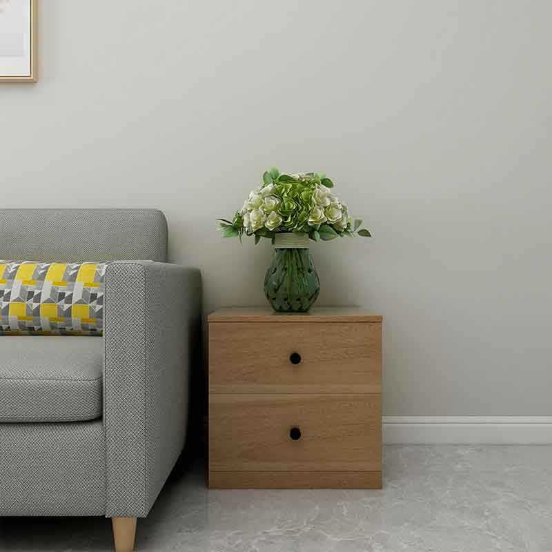 idealidea 现代时尚床头柜收纳柜 房间储物柜 双抽床头柜白木纹