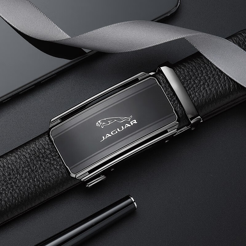 jaguar轻奢侈男士皮带男自动扣真皮商务休闲品牌裤腰带正装高档礼物