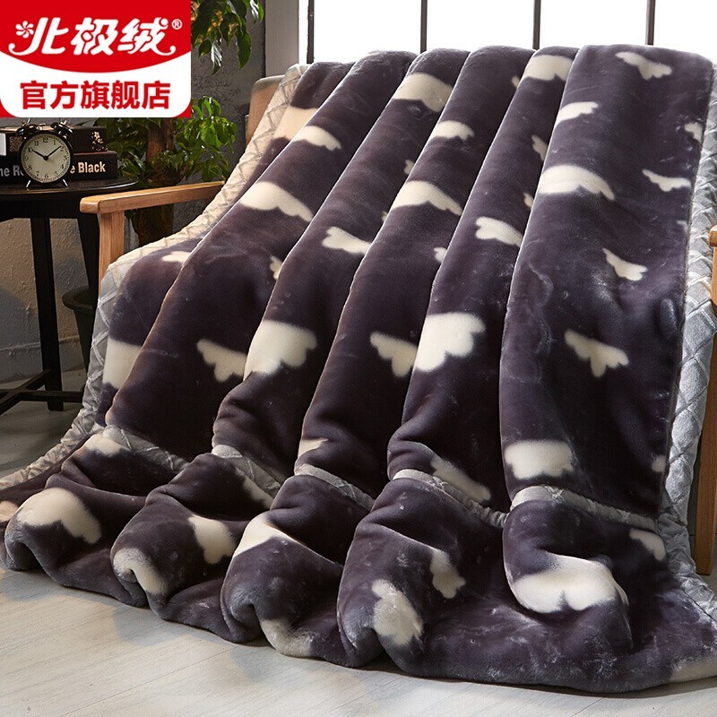 北极绒 毛毯拉舍尔毯子四季通用双层盖毯午睡空调毯 毛巾被单双人空调被珊瑚绒毛毯被 云朵200*230cm