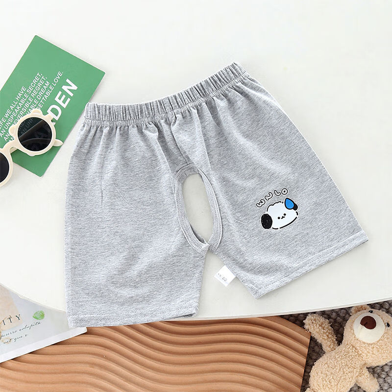 俞卫开裆裤男宝1-3岁外穿婴儿短裤夏季薄款开档儿童五分裤男童夏天裤