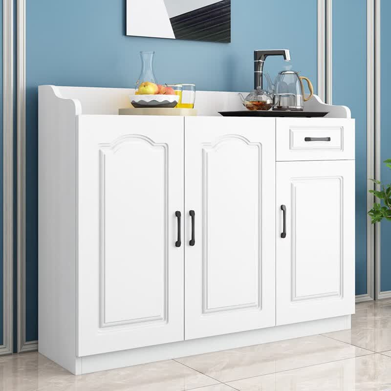 客厅茶水柜厨房置物架碗柜餐厅柜实木收纳储物柜子 欧式门长120宽40