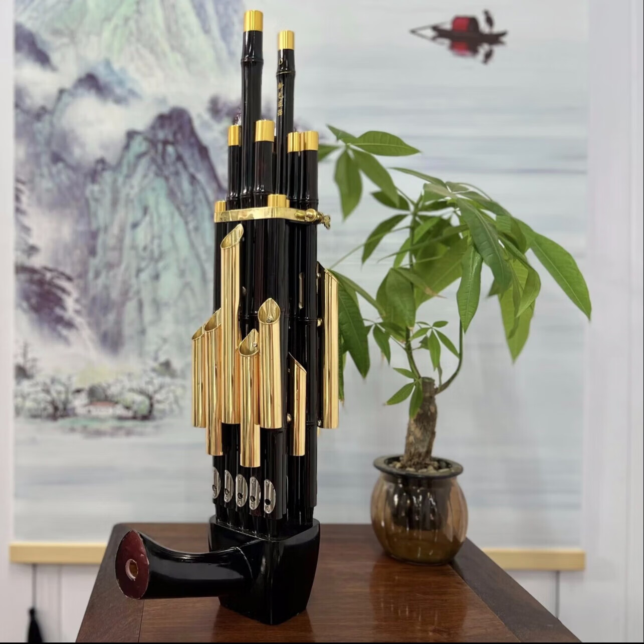 新藝17簧14簧擴音笙樂器大全圓笙方笙修笙工具竽樂器笙包初學者 14簧專業(yè)木斗笙