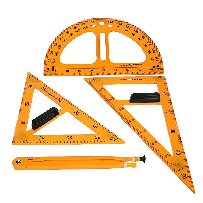 普利赛拉教学用大号磁性塑料三角板磁吸式尺子教师绘图工具量角器 gz