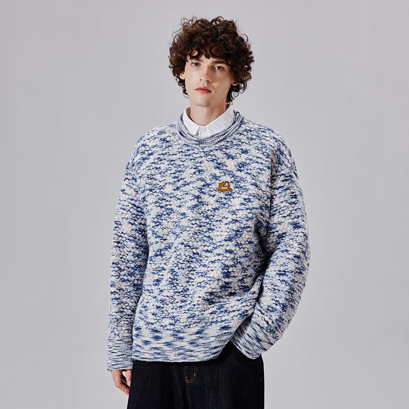 8nm仿马海毛颗粒织法可爱小狗毛衣男冬季针织打底衫