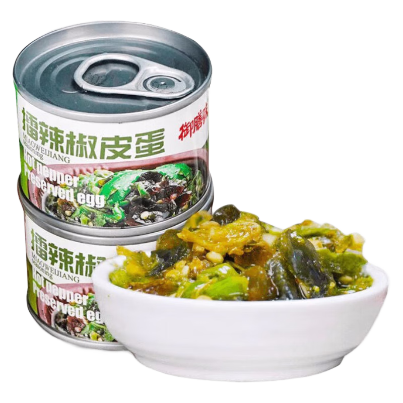 御膳味擂辣椒皮蛋 辣椒醬湖南菜下飯菜自制農(nóng)家蒜蓉鮮椒拌面拌飯即食 擂辣椒皮蛋二盒8罐