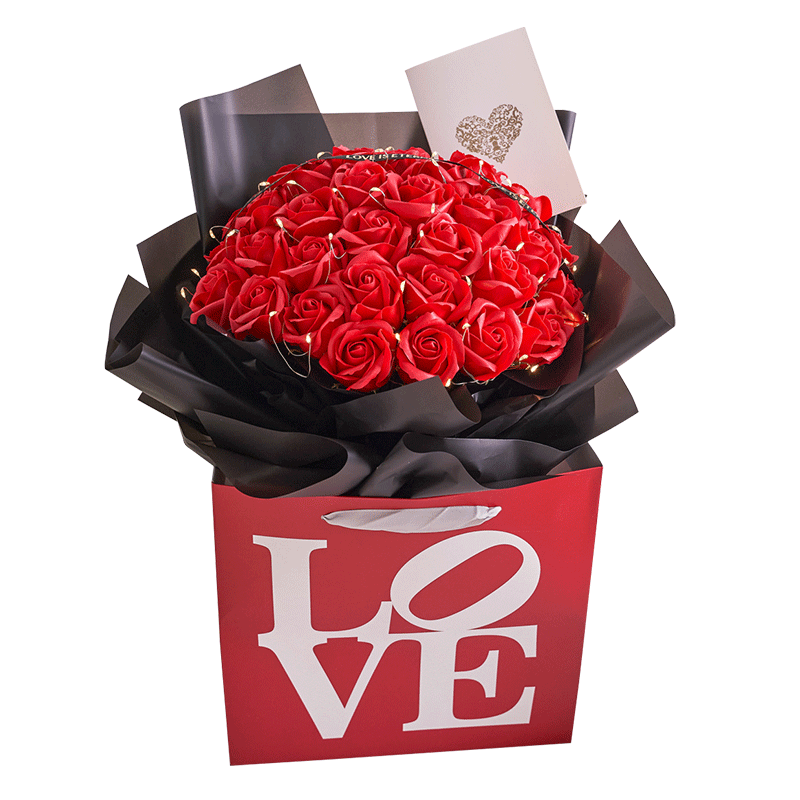 爱已装糖 33朵红玫瑰花花束礼盒520情人节礼物鲜花同城速递送货上门生日结婚纪念日表白送女友老婆