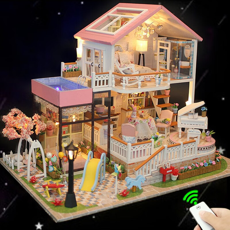 我の屋DIY小屋甜言蜜语手工制作粉色房子别墅玩具拼图情人节生日礼物女
