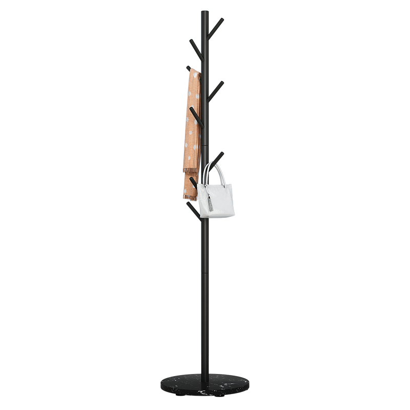 家丽人 衣帽架落地纳米烤漆管金属挂衣架子客厅轻奢大理石盘卧室置衣服架转角立式挂钩衣杆挂包架晾衣服架