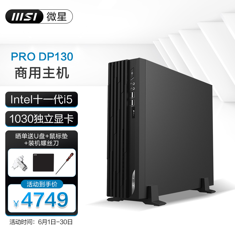 微星(msi)PRO DP130 迷你主机商用办公家用小主机台式机电脑 整机微型组装计算机PC  16G内存 GT1030