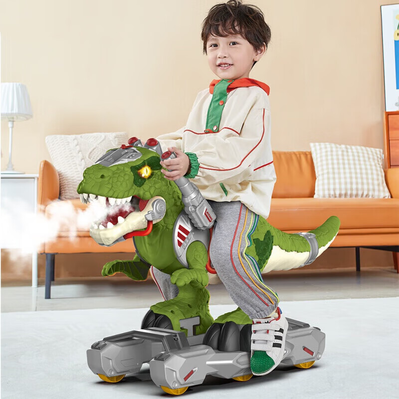 赟娅儿童特大恐龙玩具滑轮车可喷雾电动仿真霸王龙滑行可坐人六一礼物 恐龙滑行车【可坐人+喷雾】绿色