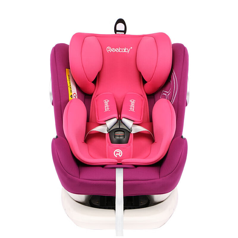 瑞贝乐reebaby 儿童安全座椅 360度旋转汽车用ISOFIX接口 0-4-12岁婴儿宝宝新生儿通用可坐躺 墨菲珊瑚粉