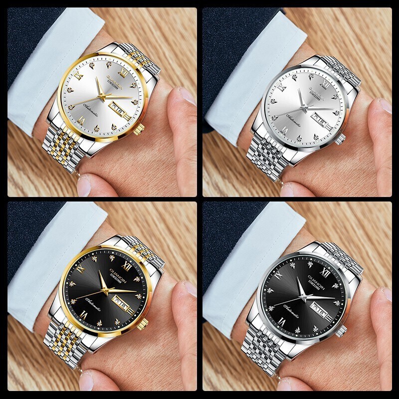 冠琴（GUANQIN）十大品牌手表男机械表全自动男表夜光防水进口机芯男士手表 间金白面【进口西鉄城机芯】