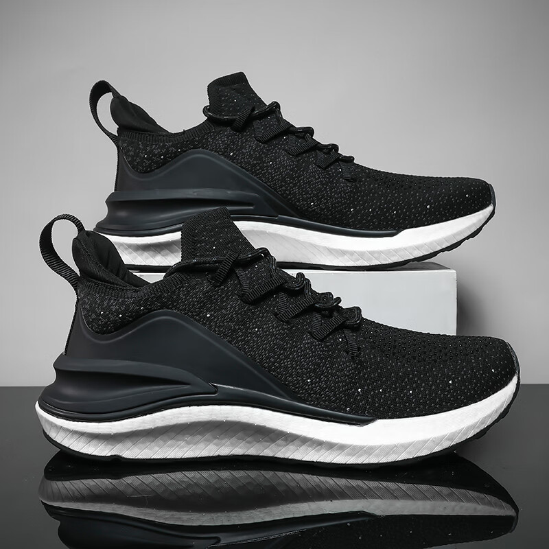 豹瑟(baose)米家同款4代小米运动鞋男跑步鞋云弹爆米花网面透气健步