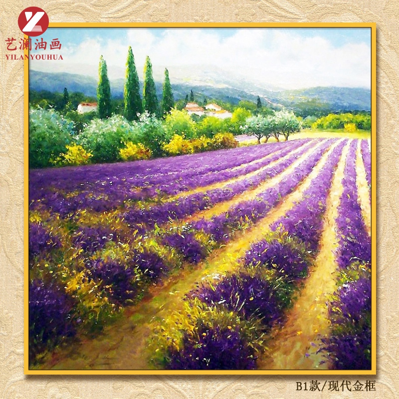 艺澜油画手绘印象麦田野花卉丰收景象花海客厅卧室书房入户花园有框画