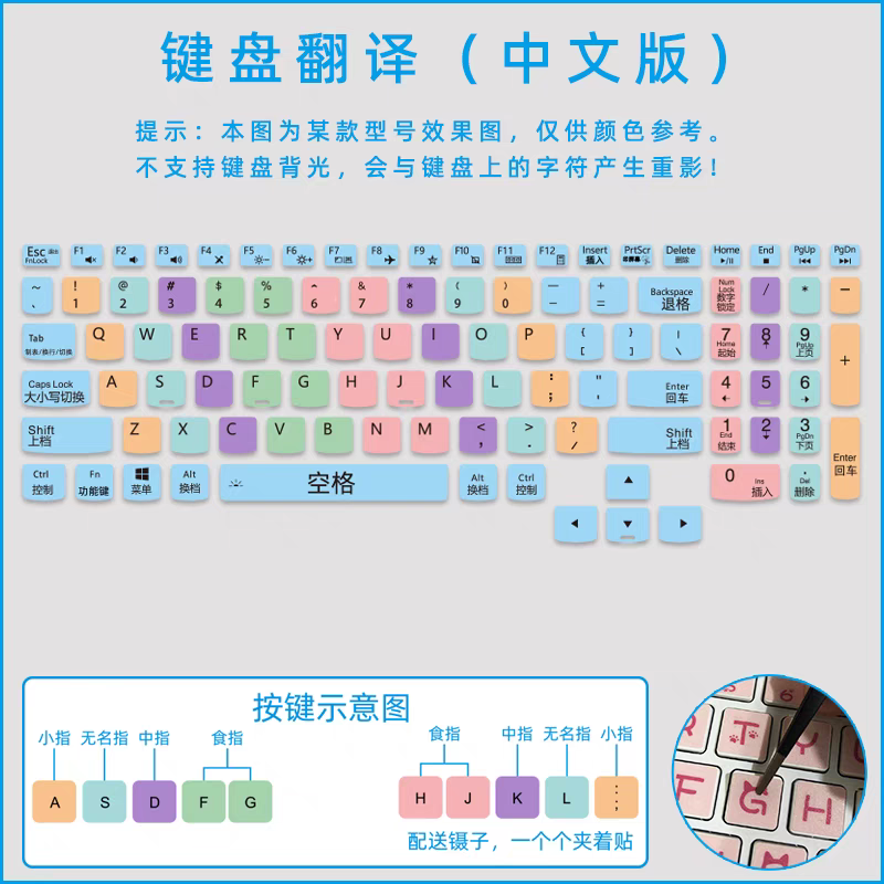 优本配笔记本电脑中文版翻译键盘贴纸按键贴小学生老人学习认识键盘