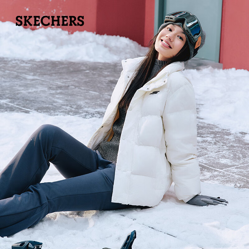 斯凯奇（Skechers）秋冬季男女立领保暖防泼水百搭舒适短款羽绒服P423U038