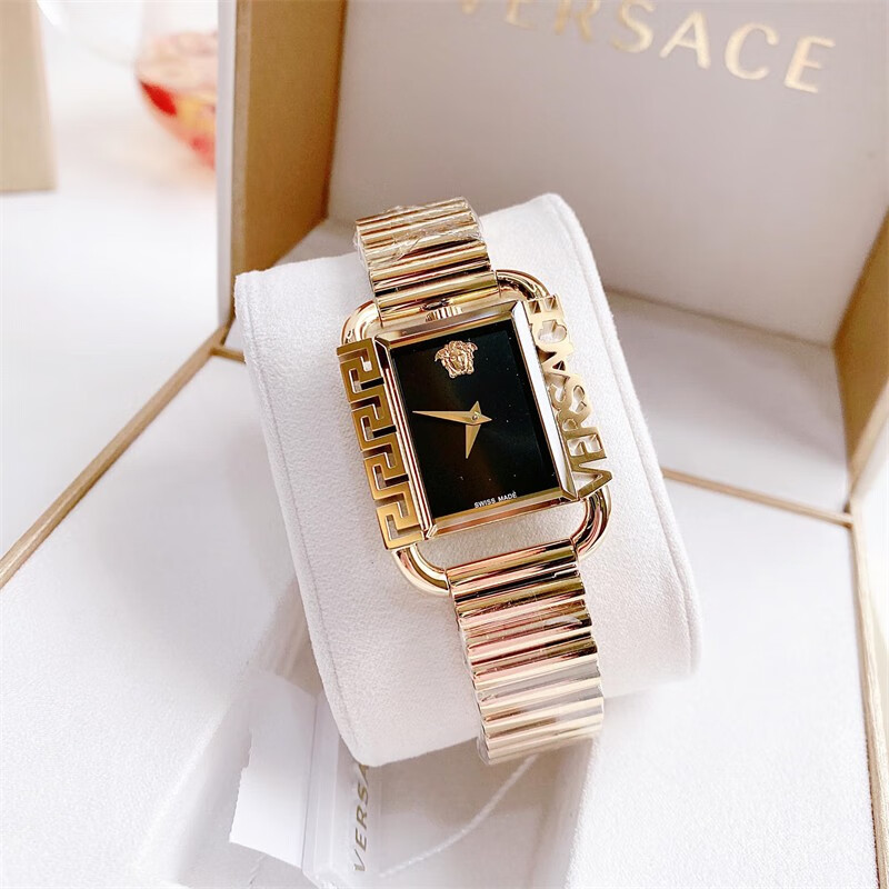 范思哲(versace)flair系列 女表简约气质优雅小方表金色休闲钢带女士
