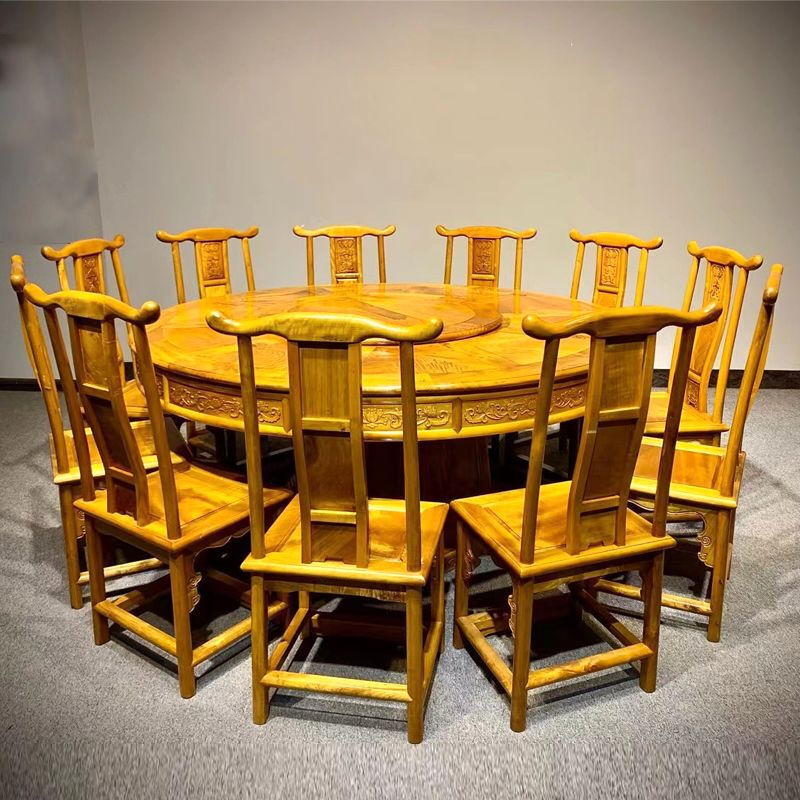 雅木品红小叶楠(学名:楠木)圆餐桌圆桌中式餐厅饭桌明式家具餐桌椅