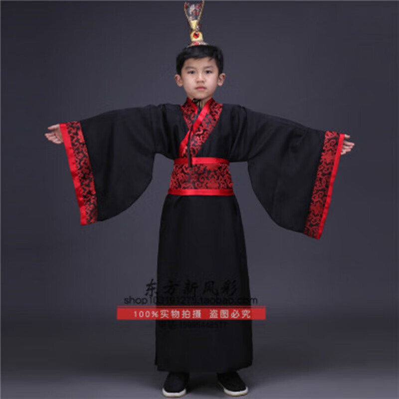 亮服装儿童古装话剧刘备张飞关羽桃园三结义曹操演出 黑色刘备帽子