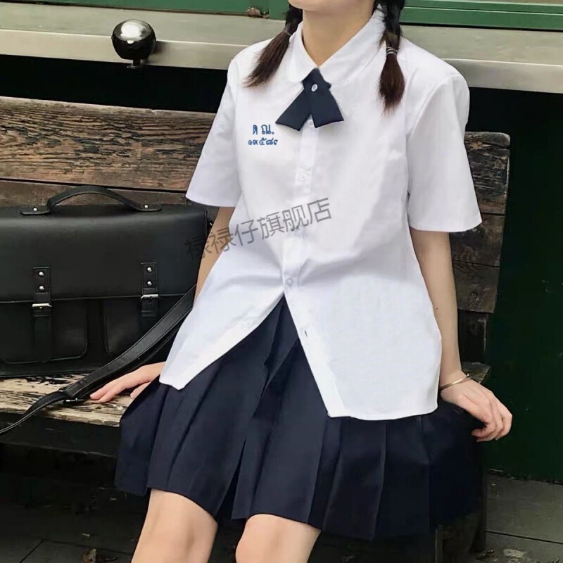 jk制服 禄禄仔 新款圆领jk制服百褶裙女夏套装宽松衬衫女泰国学生校服