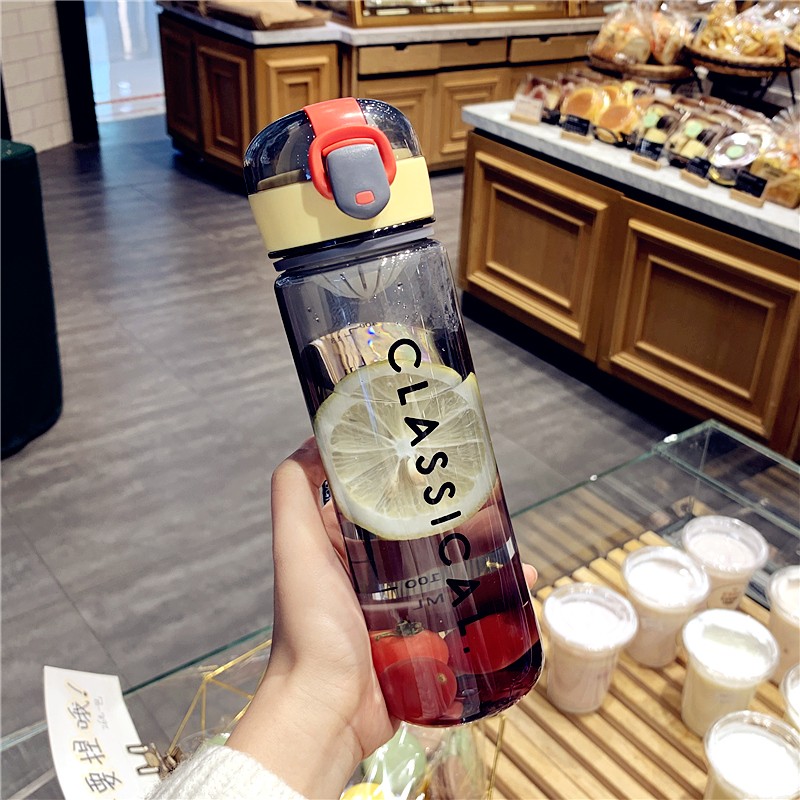 学生大容量水杯便携夏天塑料杯儿童水杯小学生随手杯子 500ml灰色