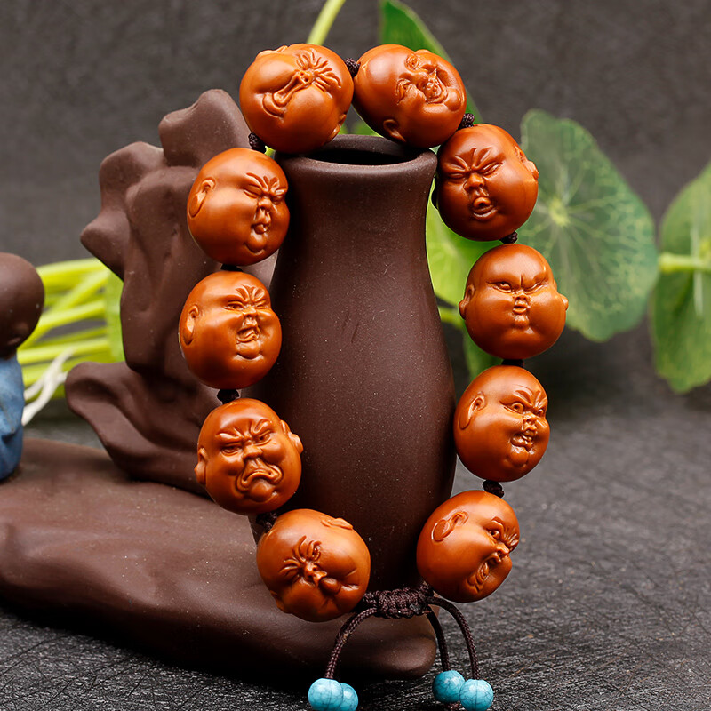 糜鸿(miehone)橄榄核手串男人生百态笑脸核雕手工橄榄胡男女手链南工