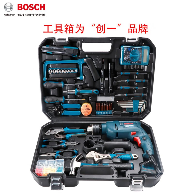 博世（BOSCH）冲击钻手电钻家用GSB550多功能电动螺丝刀工具箱套装大功率550w 创一工具箱108件套装